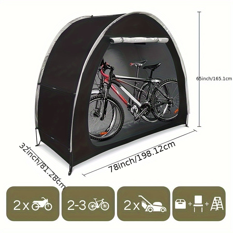 Bike Storage Tent Shed, Outdoor Waterproof Bicycle Covers Shelter with Window for 2/3 Bikes,Oversized Outside Portable Sheds for Lawn Mower,Garden Tools