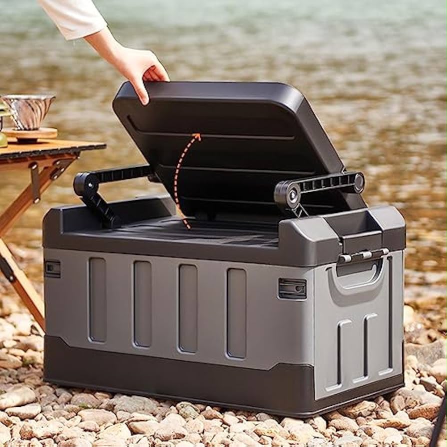 Fishing Tackle Box, Fishing Box, Foldable Double-layer Storage Box with Seat, Large Capacity Storage Organizer for Fishing, Hiking, Travel