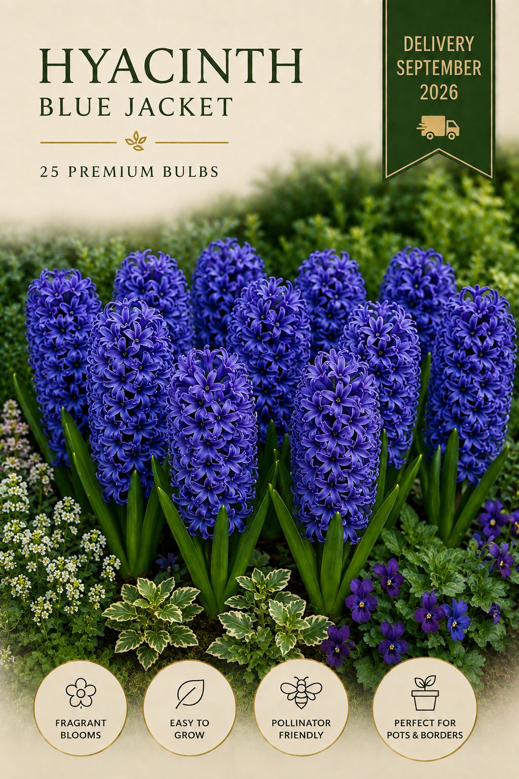 Blue jacket Hyacinths   25 premium bulbs