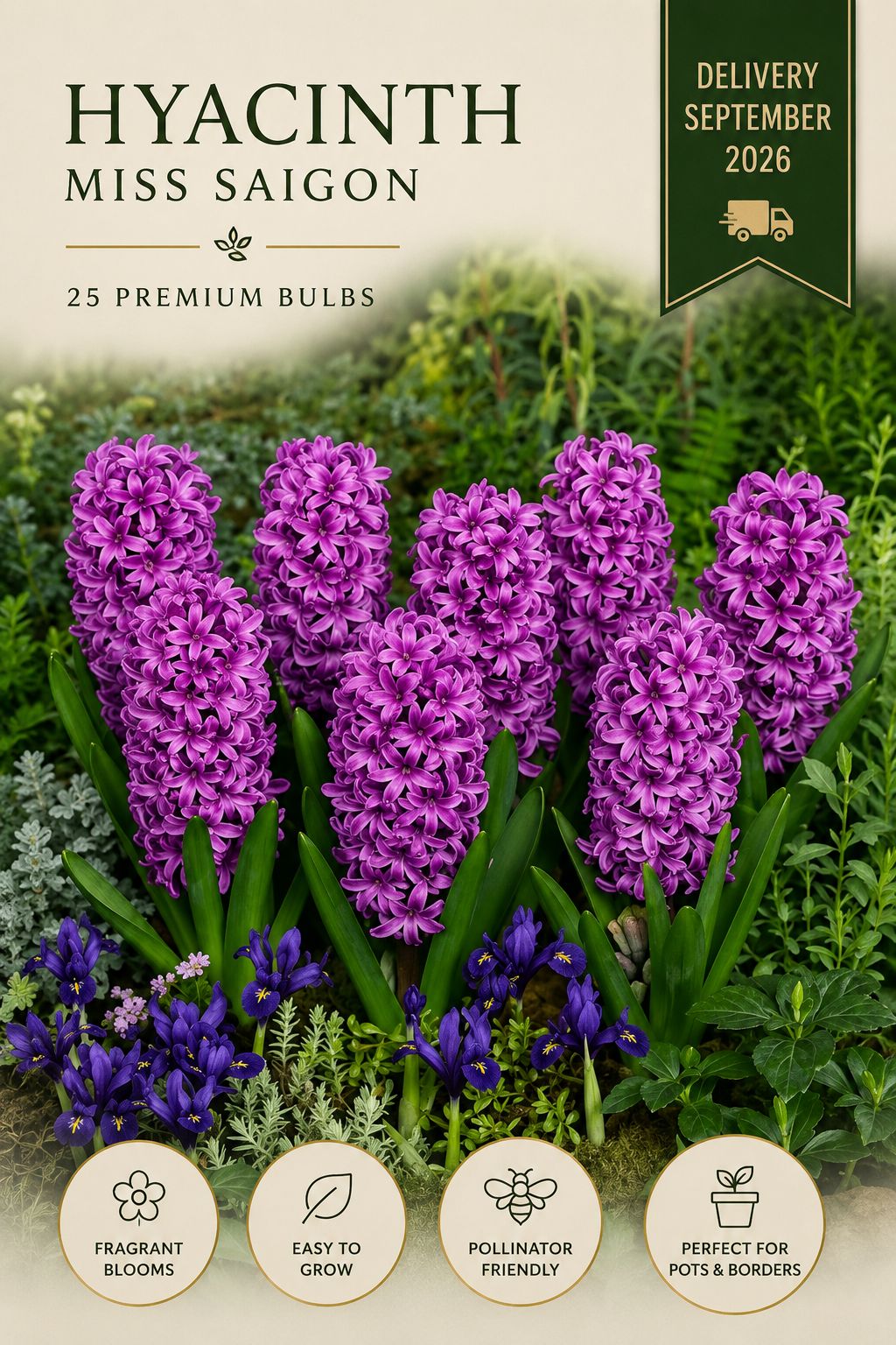 Purple Hyacinths (Miss Saigon)  25 premium bulbs