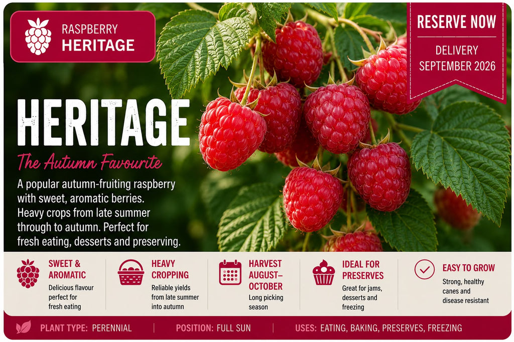 Raspberry “Heritage” — Bare Root Pre-Order for September Delivery