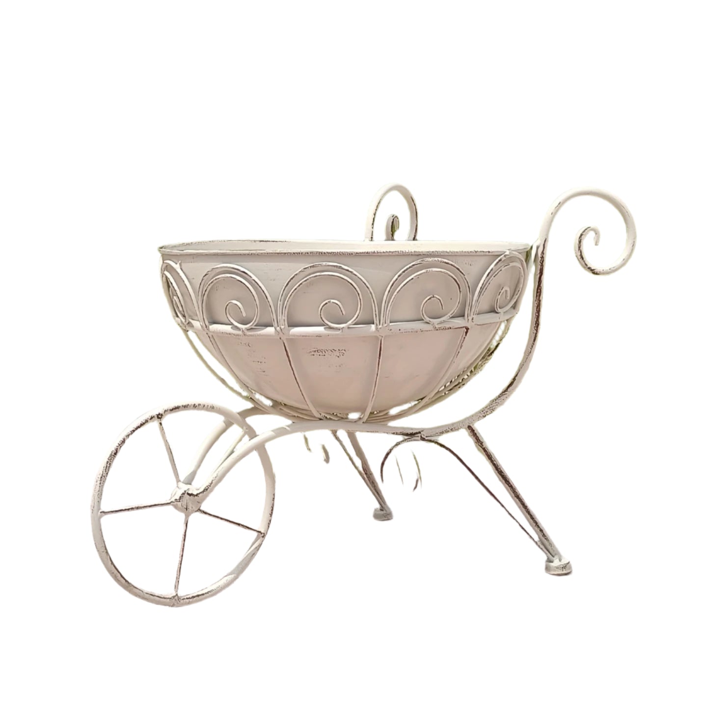 Vintage Iron Garden Cart Planter with Drainage