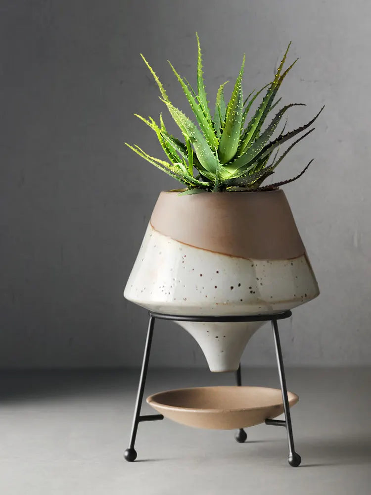 Ceramic Elegance: Two-Color Flower Pots