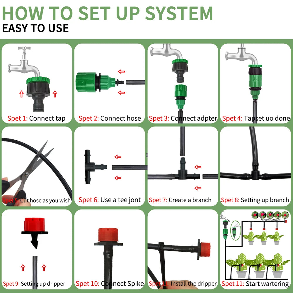 Micro Drip Irrigation System Portable 20M Automatic Watering with