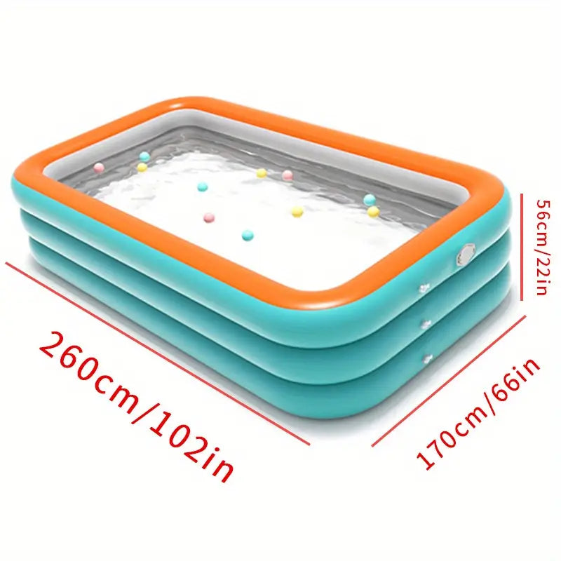 Large Inflatable Family Swimming Pool (260x170x56cm)