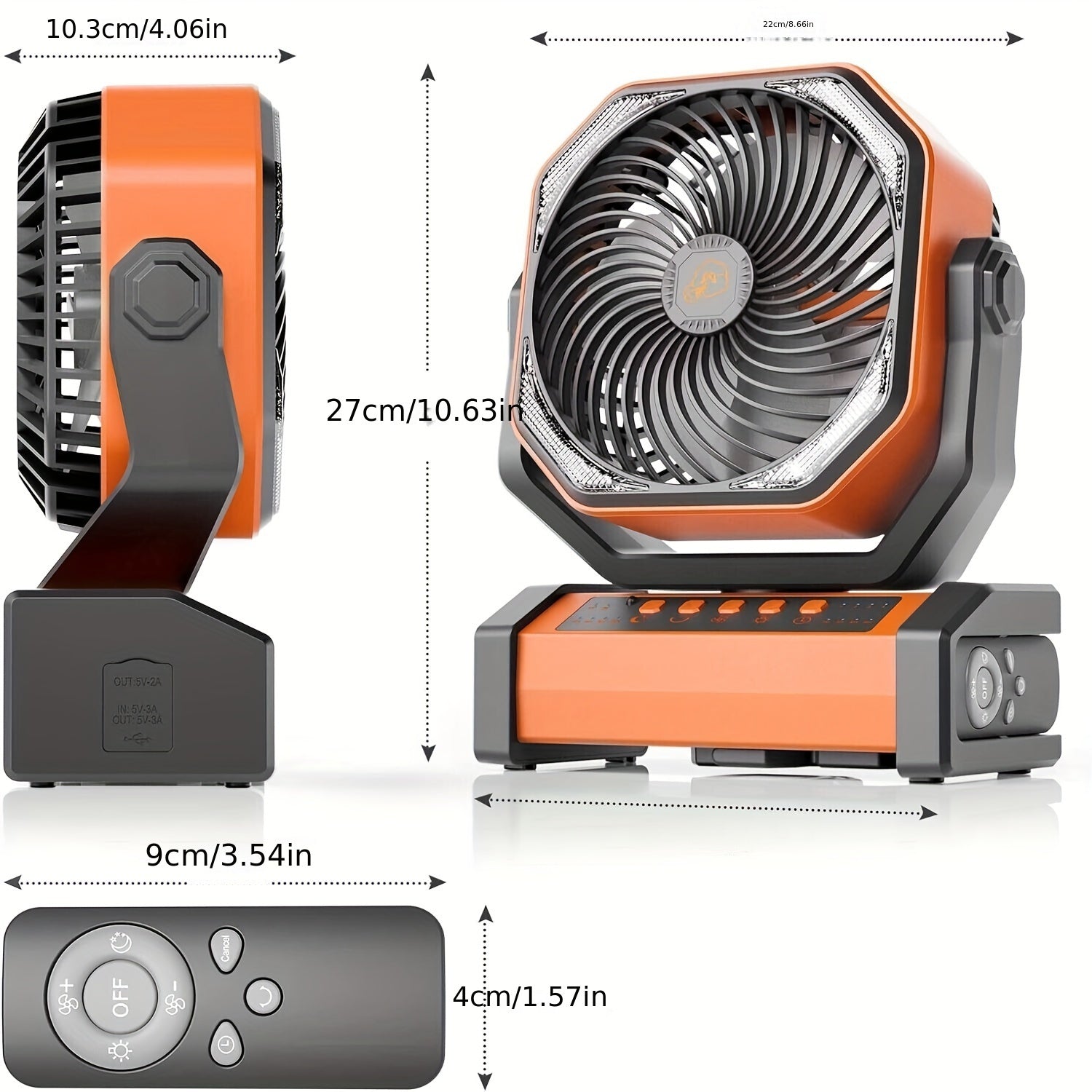 Camping Fan with LED Lantern & Hook (20000mAh)