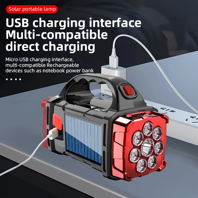 Portable LED Solar Camping Lantern Rechargeable Flashlight