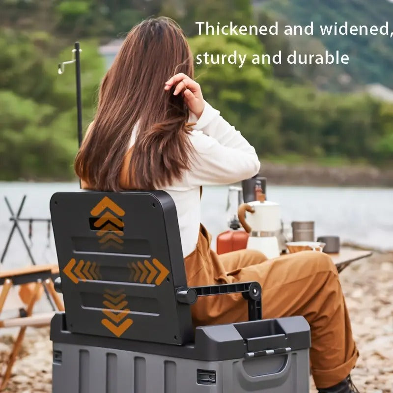 Fishing Tackle Box, Fishing Box, Foldable Double-layer Storage Box with Seat, Large Capacity Storage Organizer for Fishing, Hiking, Travel