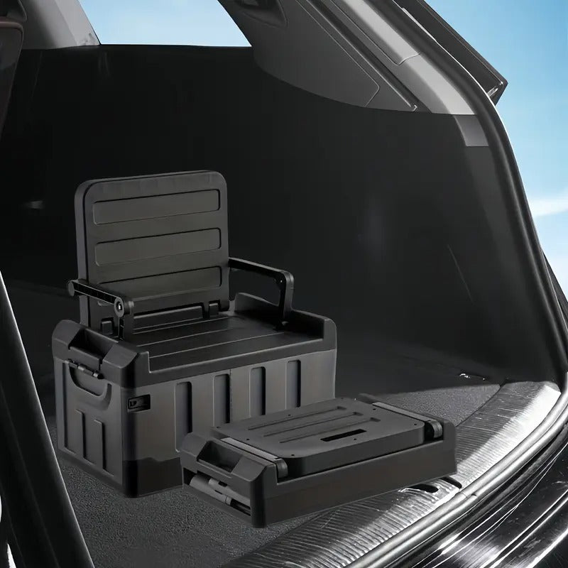 Fishing Tackle Box, Fishing Box, Foldable Double-layer Storage Box with Seat, Large Capacity Storage Organizer for Fishing, Hiking, Travel