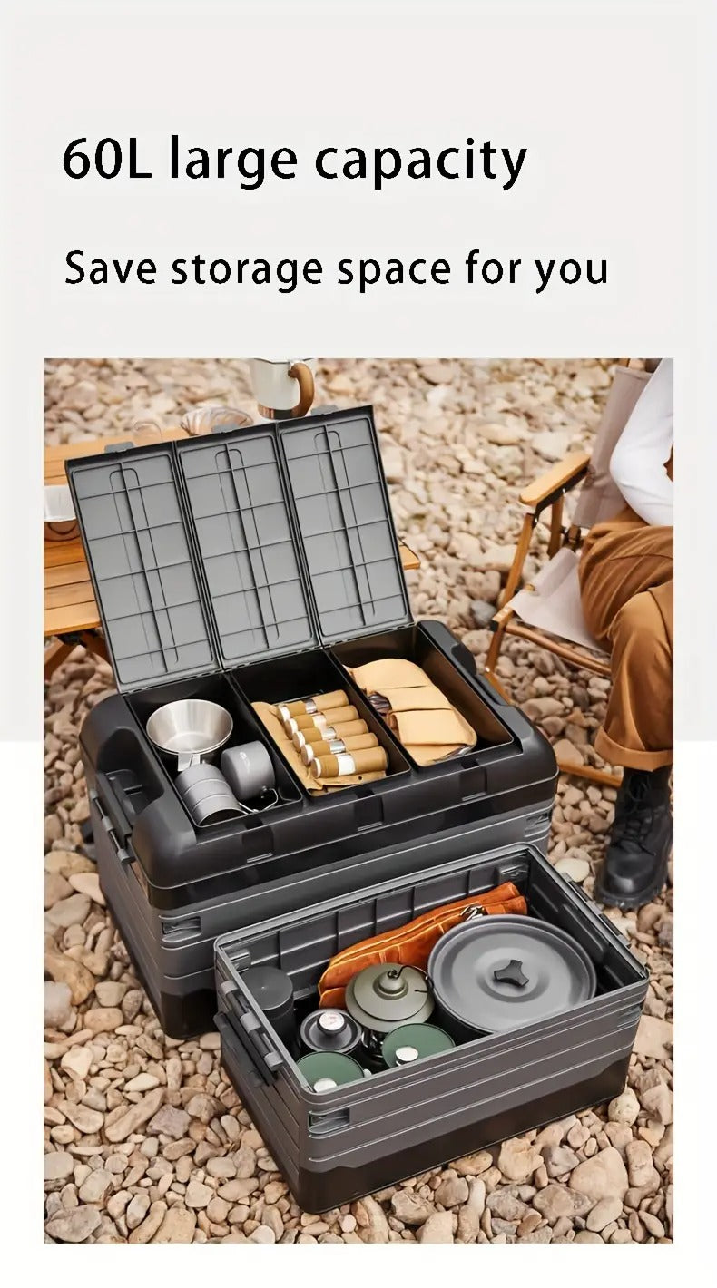 Fishing Tackle Box, Fishing Box, Foldable Double-layer Storage Box with Seat, Large Capacity Storage Organizer for Fishing, Hiking, Travel